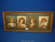 Four single framed Prints depicting young ladies entitled Spring, Summer,