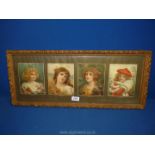 Four single framed Prints depicting young ladies entitled Spring, Summer,