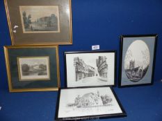 Three Barry Humphries Prints 'Worcester Cathedral', 'Fladbury Mill' and 'Friar St.