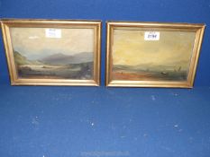 A pair of small Oil paintings depicting coastal scenes, unsigned, in gilt frames.