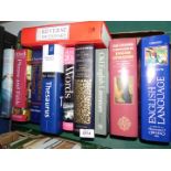 A quantity of books to include English literature, 20th c. words, Thesaurus etc.