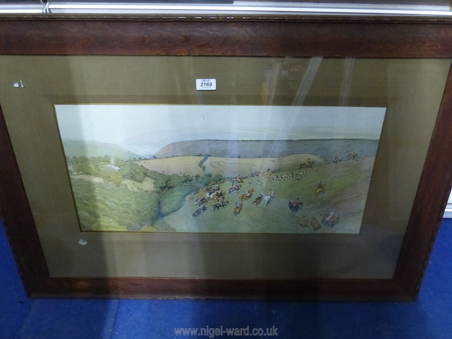 A large wooden framed Cecil Aldin Hunting Print 1911, signed in pencil by the artist, - Image 2 of 2