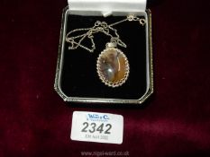 An Agate stone pendant with silver mount, Birmingham maker P E B.