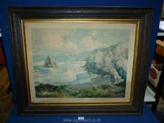 A wooden framed Print on canvas entitled 'Ebb Tide' by Bennett Bradbury, 33 1/2" x 27 1/2".