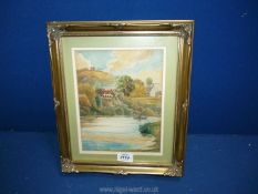 A framed Watercolour 'The Old ferry, Monkmoor, Shrewsbury'.