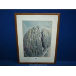 A Watercolour of a cliff scene signed lower right E. Greig Hall.