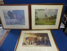 Three framed Prints including John Sargeant Noble farrier scene, etc.