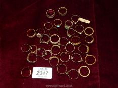 A quantity of Rings, some rolled gold, silver, sterling silver and metal, some with coloured stones.