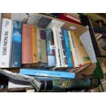 A box of books: War and Peace, Manual of Horsemanship etc.