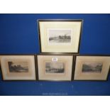 Four framed Engravings to include 'Worcester' by E. Francis, 'Newcastle Emlyn' by J.