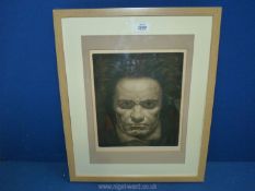 A framed Etching of 'Beethoven' signed bottom right Pokorny.