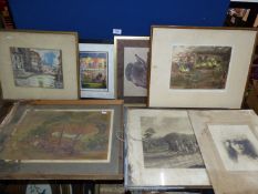 A quantity of pictures to include Prints of a rabbit, 'One Mile from Gretna', Ltd.