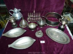 A quantity of plated items including Walker & Hall toast rack, trophies, etc.