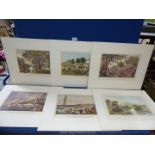 Six mounted reprints from lithographs by Currier & Ives including 'Western River Scenery',