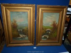 A pair of Oils on board depicting river landscapes with waterfalls, signed W. Collins, 18" x 26".