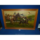 An Oil painting of a Horse Racing scene, signed lower right Fleming.