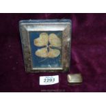 A Silver photograph frame, Sheffield 1995, maker R. Carr and an 825 silver pill box.