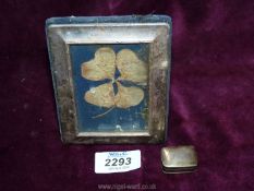 A Silver photograph frame, Sheffield 1995, maker R. Carr and an 825 silver pill box.