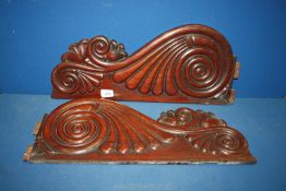 A pair of Victorian Mahogany scroll book-end pediments.