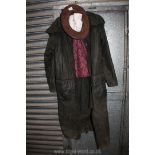 A full length 'Wisewear' wax coat and Australian leather hat, size M.