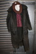 A full length 'Wisewear' wax coat and Australian leather hat, size M.