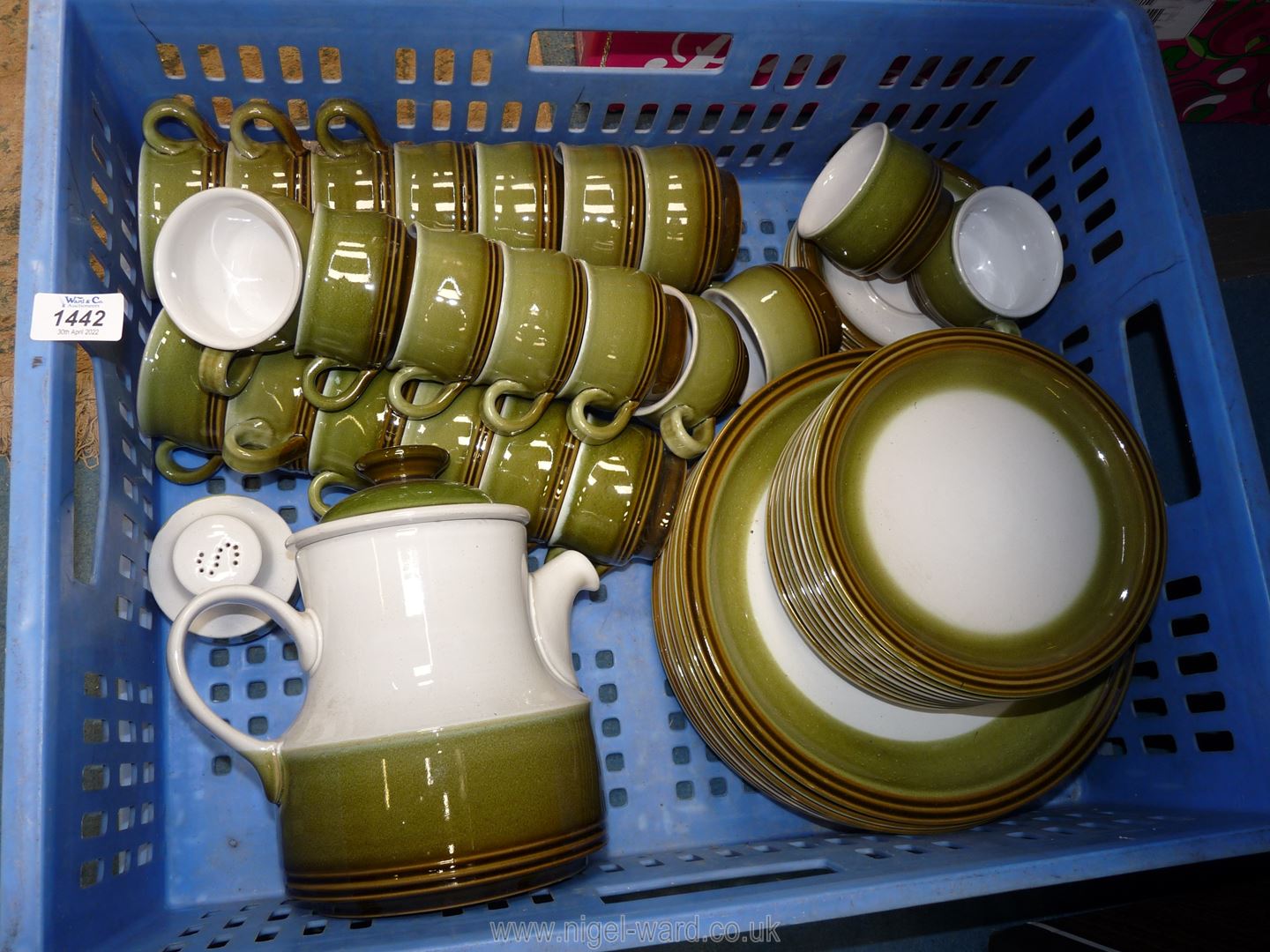 Denby Rochester tea and dinnerware including a teapot, cups and saucers, side plates,
