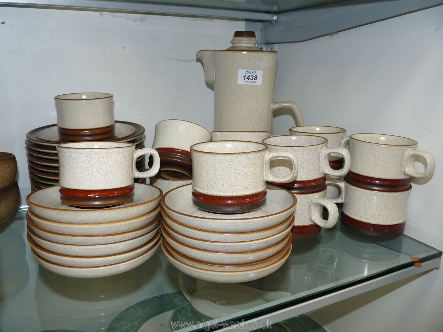 A Denby ''Potters Wheel'' Teaset including a coffee pot, sugar bowl, twelves cups,