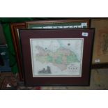 A framed Map of York by C. & J. Greenwood.