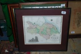 A framed Map of York by C. & J. Greenwood.