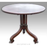 A remarkably heavy Mahogany circular Snap Top Table having a most uncommon design cylindrical