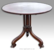 A remarkably heavy Mahogany circular Snap Top Table having a most uncommon design cylindrical