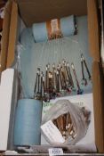 A French bobbin lace making pillow, old Buckinghamshire bobbins, spare pillow etc.