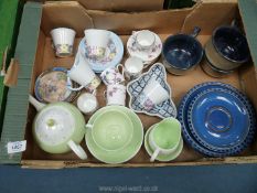A quantity of mixed china including Susie Cooper part tea set; teapot, cup and saucer,