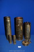A WWI Trench Art shell and candle holder, one marked 'Souvenir From France,