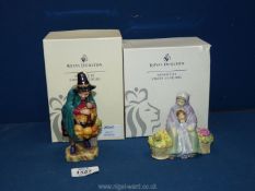 Two small Royal Doulton figures 'Mask Seller' and 'Grannies Heritage', 4'' and 5 1/2'' tall,