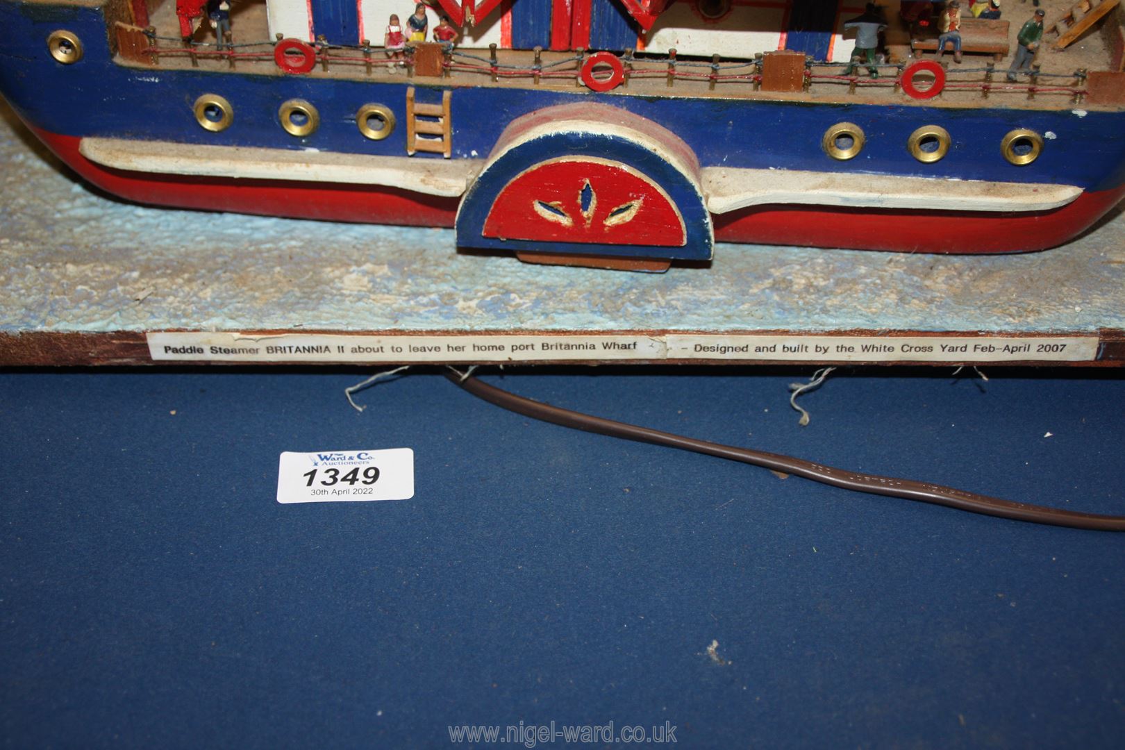 A hand built model of a Paddle boat steamer 'Britannia' and a train station wired for electric, a/f. - Image 3 of 3