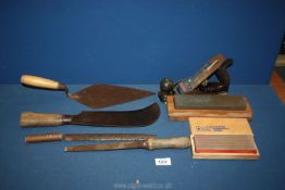 A quantity of old tools including a Stanley Bailey No.