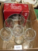A quantity of glasses including Royal Crystal Rock tumblers, wine glasses etc.