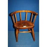 An original Welsh Chapel wooden chair for a child, 18 1/2" high.