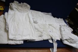 Ten cotton embroidered baby dresses, Christening robes etc., late 19th century/early 20th century.