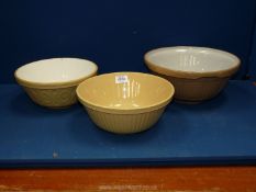 Three mixing bowls including Mason Cash & Co, (some crazing).