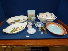 A quantity of china including Royal Doulton 'Dinky Do', dark blue Wedgwood Jasperware plate,