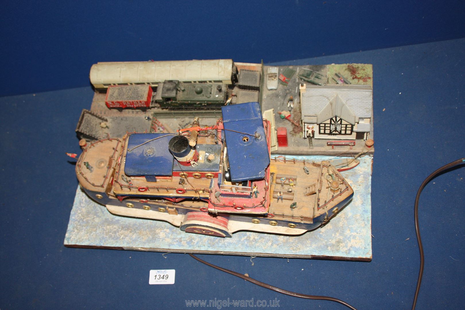A hand built model of a Paddle boat steamer 'Britannia' and a train station wired for electric, a/f. - Image 2 of 3