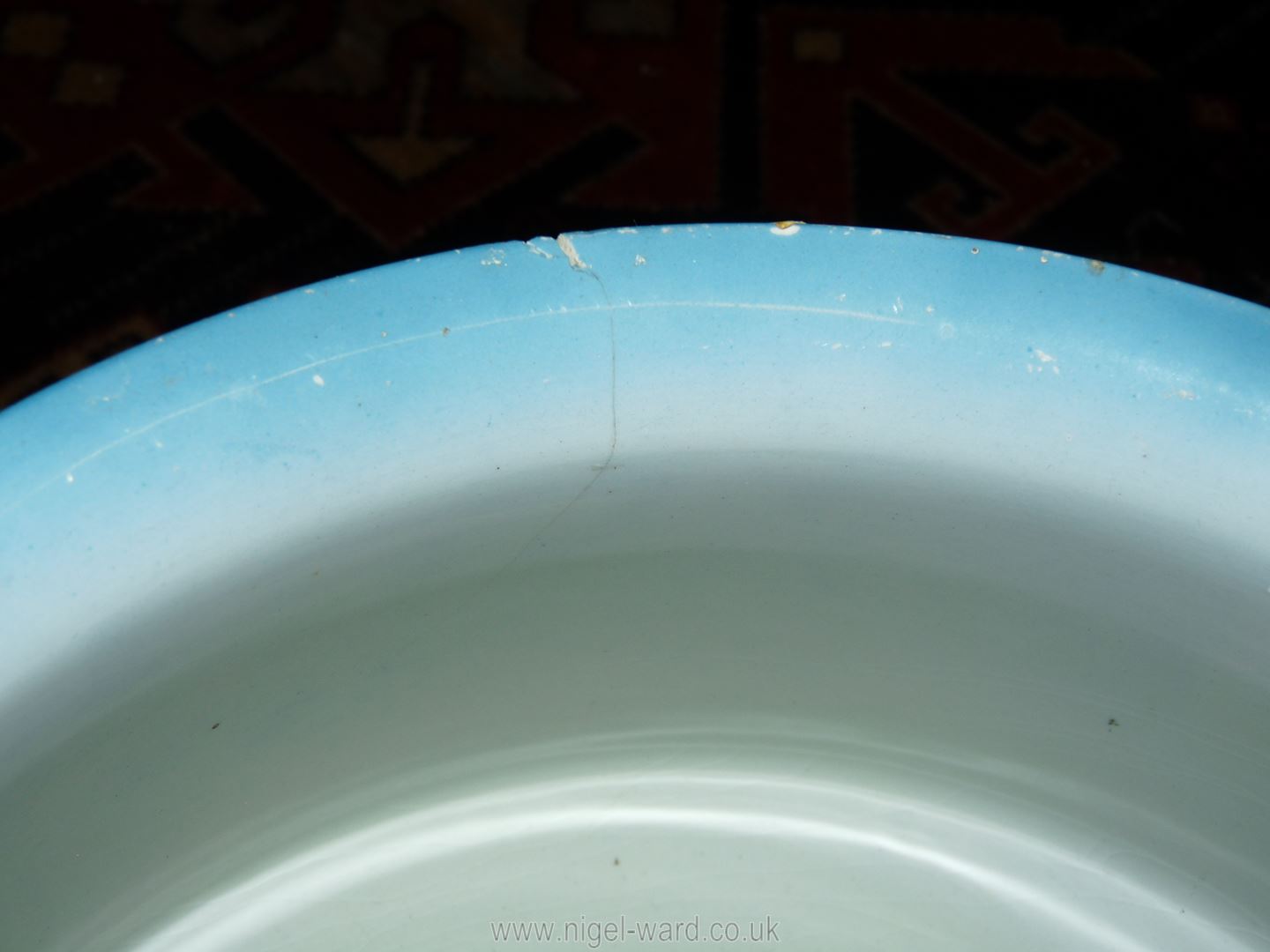 A shaded turquoise Crescent ware '1st Quality' barrel effect Bedroomware Jug, - Image 2 of 3
