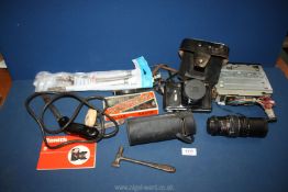 A quantity of miscellanea including Zenit camera, cased Optomax 1.