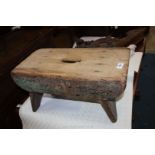 A small rustic partly painted wooden Footstool, 20 1/2'' x 10 1/2'' x 10'' tall.