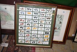 A framed selection of Players cigarette cards depicting different chickens, 20'' x 18".