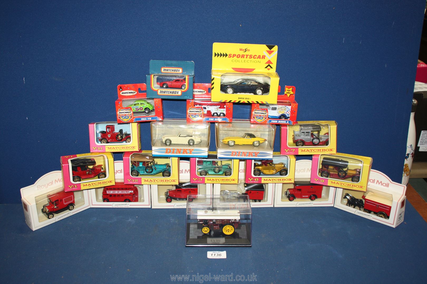 Seven Matchbox Models of Yesteryear, Matchbox 50th year models and Dinky Royal Mail vehicle etc,