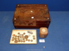 A small amount of decimal coins, small farmyard pig,