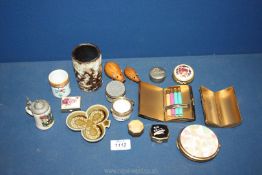 A small quantity of Pill boxes in enamel, porcelain, metal, brass etc.